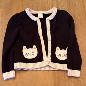 Gymboree Black and Cream Cat Cardigan